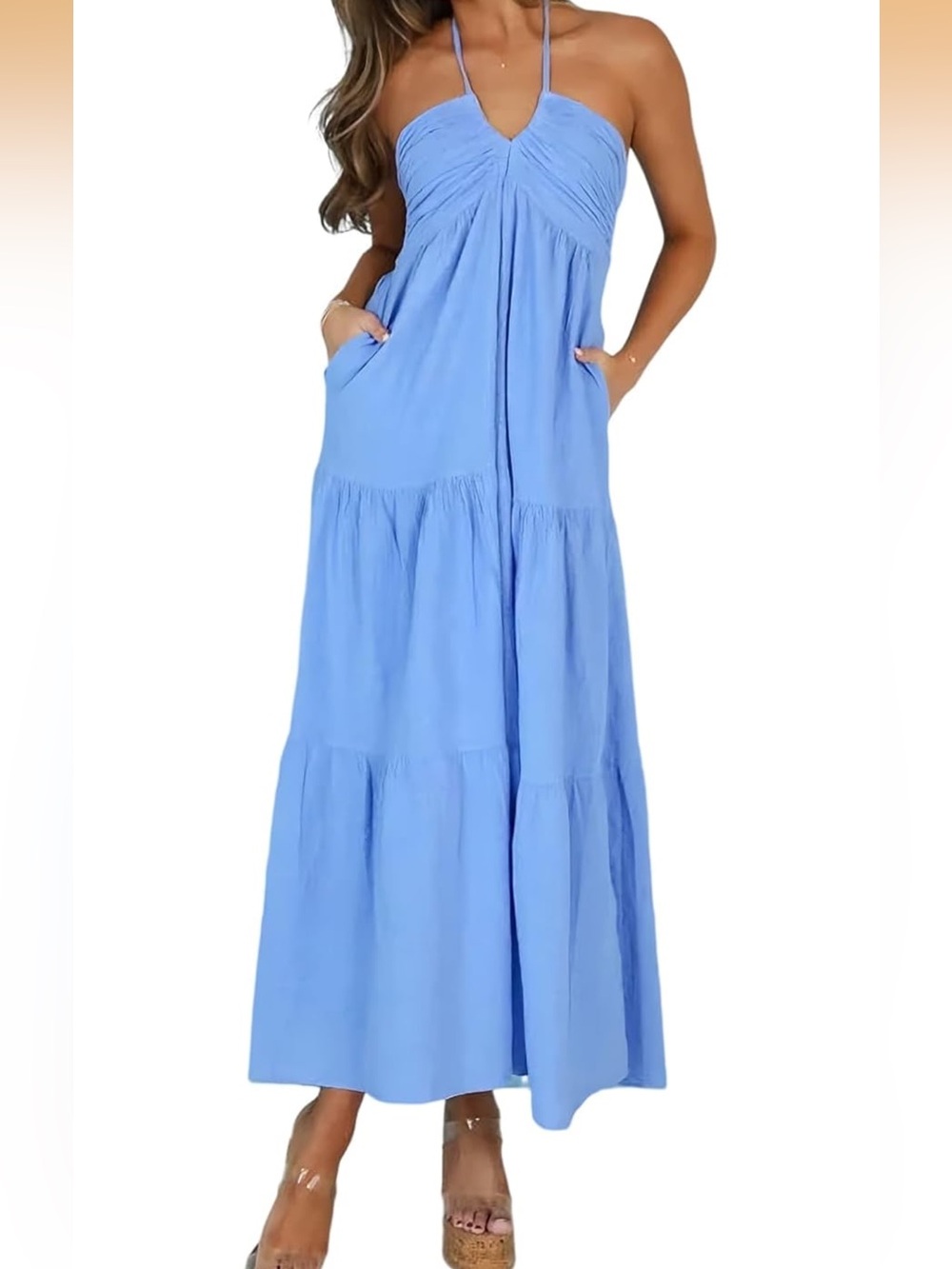 NWOT Light Blue Maxi Sundress with Pockets